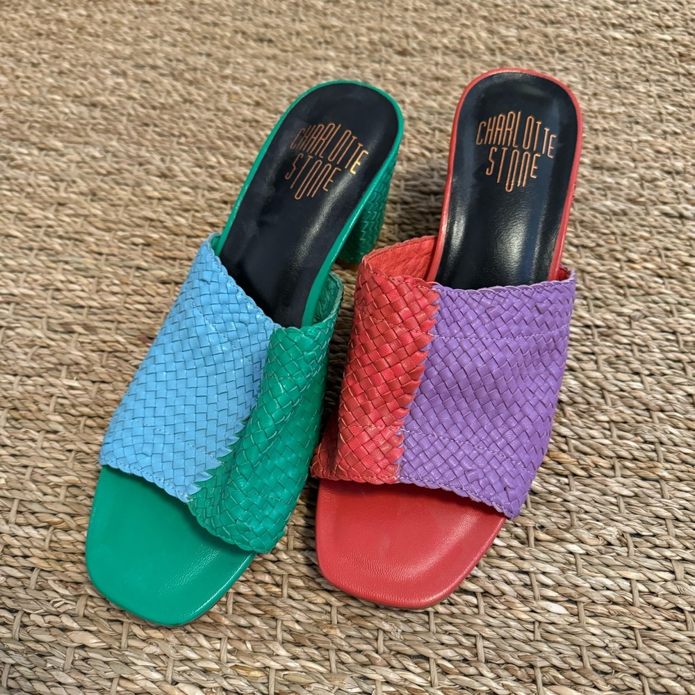 Charlotte stone woven lenu sandal size 9 tropical NWOT